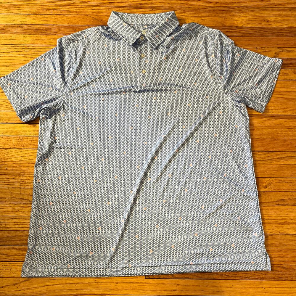 Members Mark Polo Shirt Mens XL Blue Performance Short Sleeve Geometric
